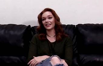 Redhead Rowan bent for doggystyle and creampie in casting