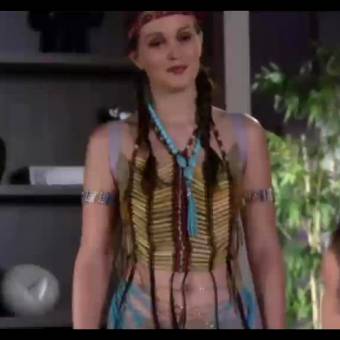 Leighton Meester Showing Her Pocahontas Outfit