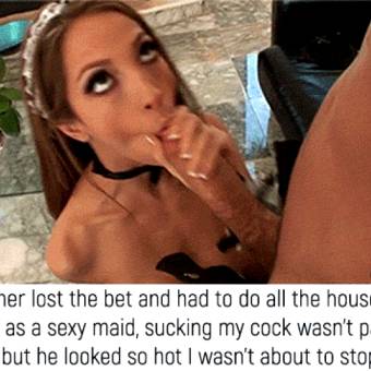 Sissy maid sucks brother's cock