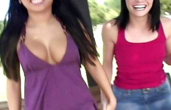 Asian girl picks a college coed for lesbian sex