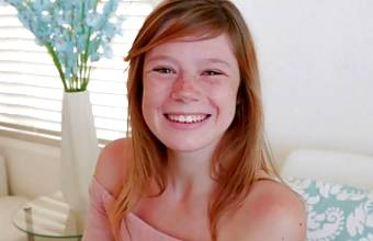 Cute Teen Redhead With Freckles Orgasms During Casting POV